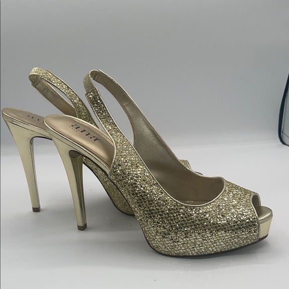 A.N.A Gold Stiletto Slingback Heels - Picture 2 of 5